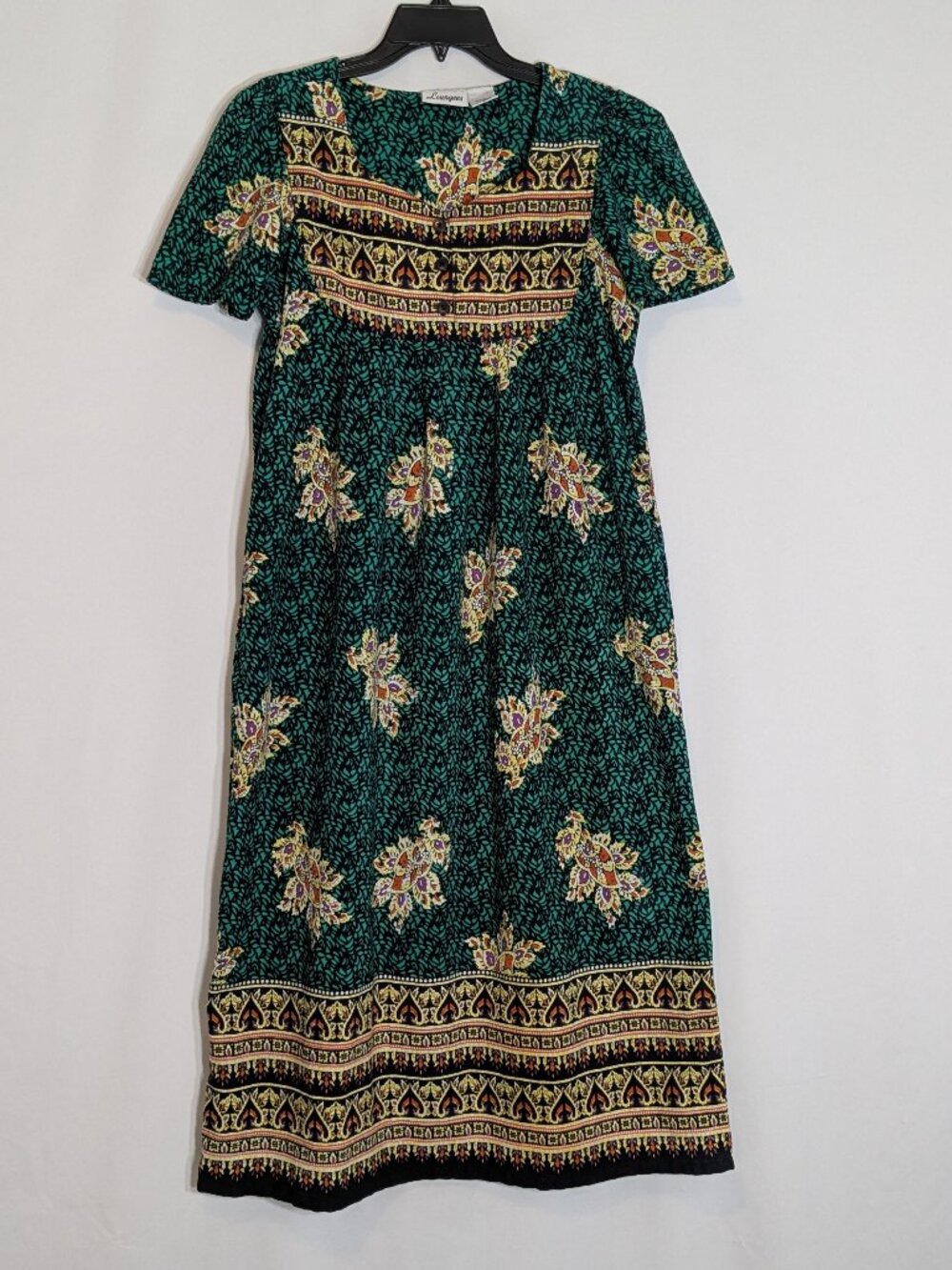 LOUNGEES Green Short Sleeve Pullover Midi MuuMuu Lounge Dress Gown; Size M